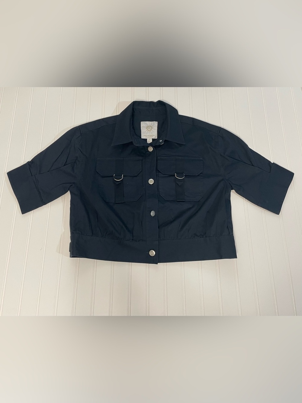 Carla Rockmore Collection Stretch Twill Elbow Sleeve Safari Jacket Midnight XS